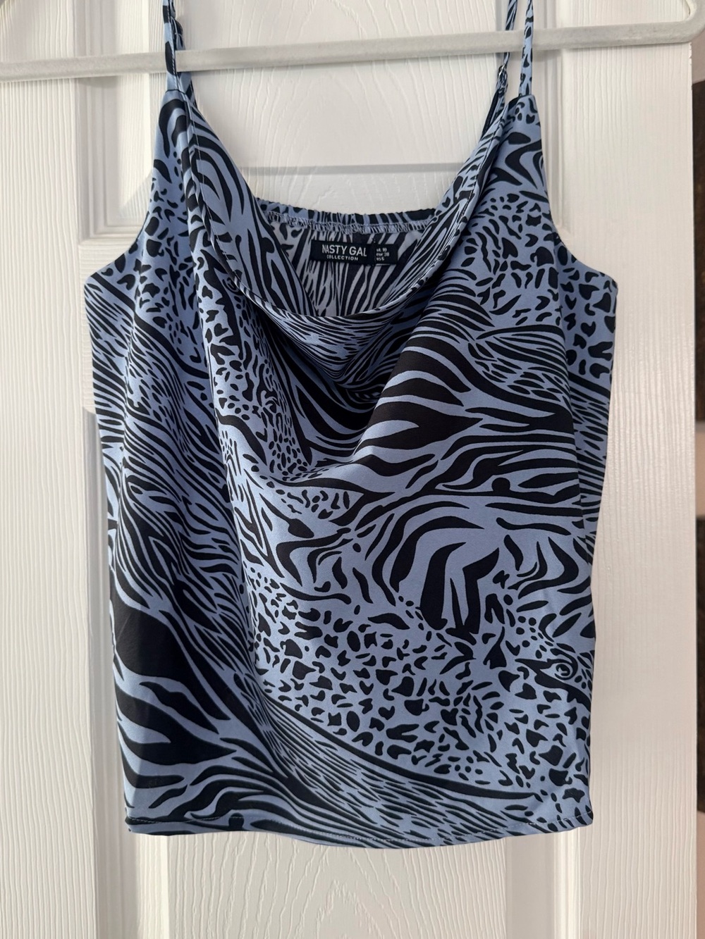 Nasty Gal Blue and Black Animal-Print Cami
